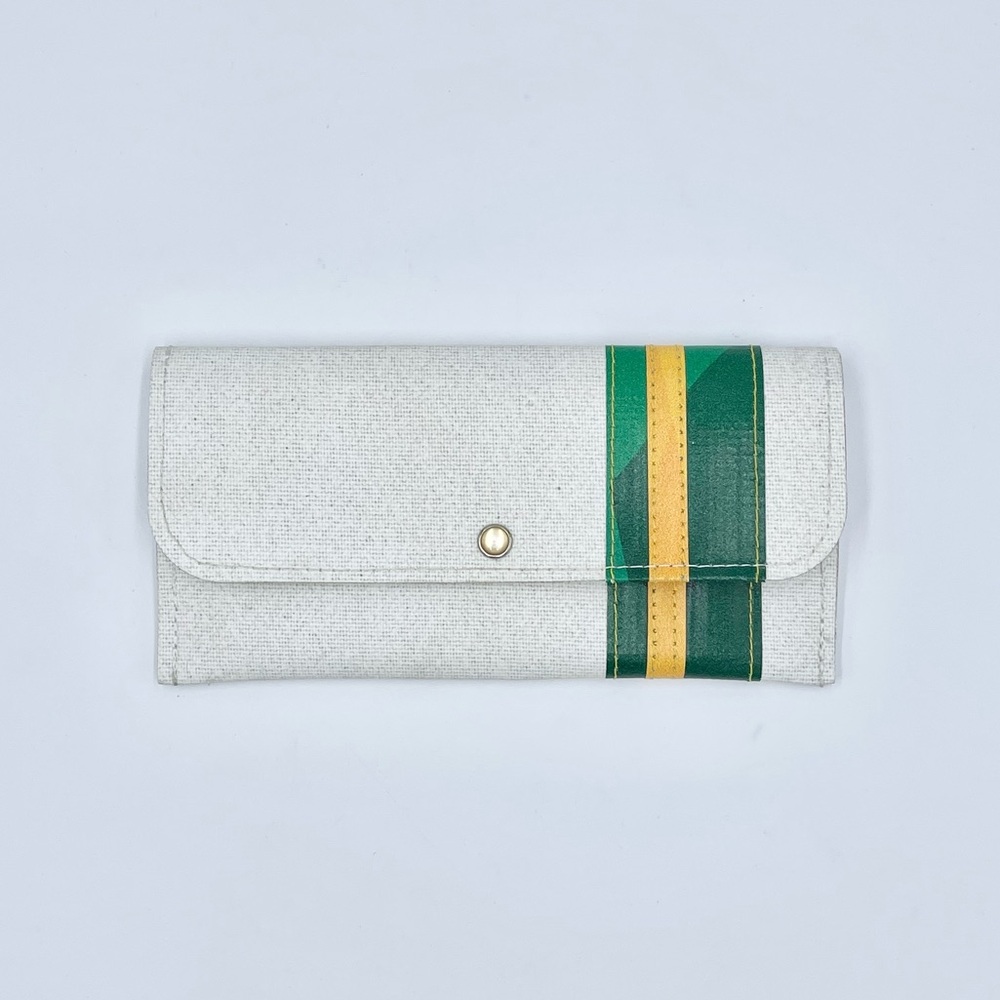 PUP Recycled RCA Dome Long Snap Wallet White / Green Adult OS